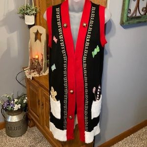 United States Sweater Size Medium Ugly Sweater Vest With Bells or Cute Sweater